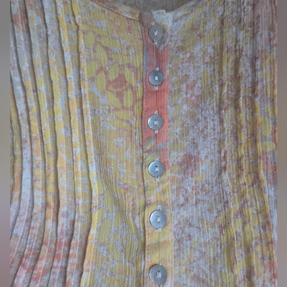 Vintage STYLE & CO. Orange and Yellow Flutter Sleeve Lightweight Blouse - Picture 3 of 8